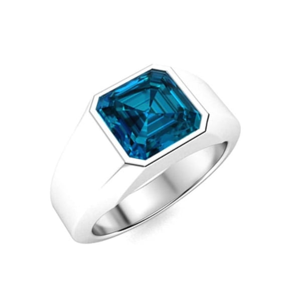 Handmade Natural London Blue Topaz Ring | 925 Sterling Silver Men’s Birthstone Jewelry