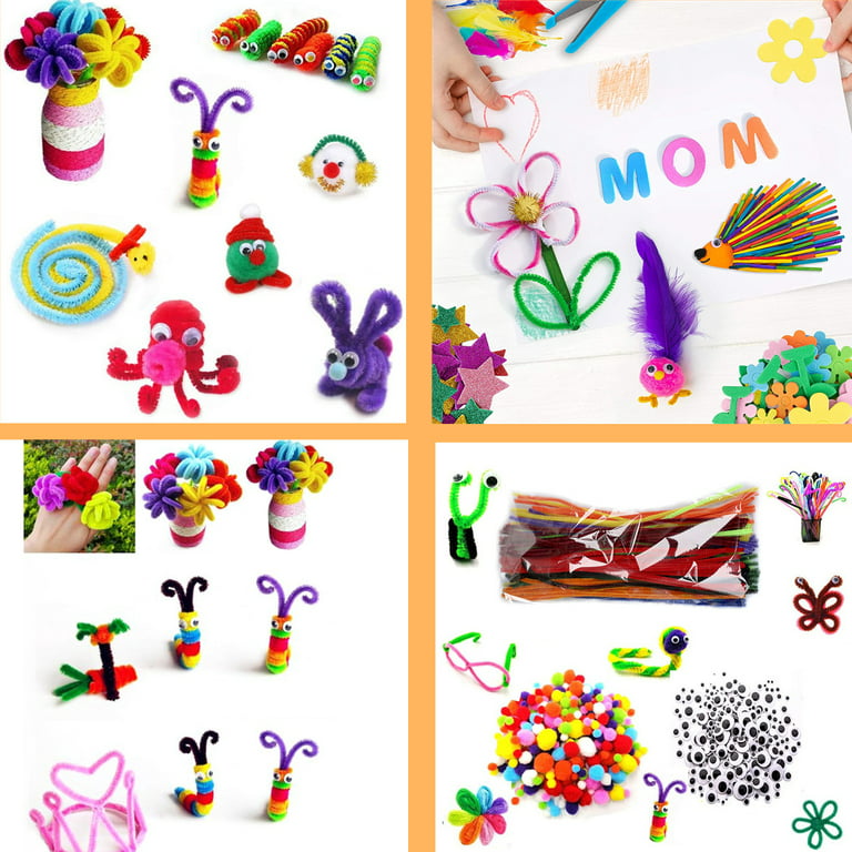 WATINC 1000Pcs DIY Art Craft Sets Supplies for Kids Toddlers Modern Kid  Crafting Supplies Kits Include Pipe Cleaners, Colour Felt, Glitter Pom  Poms, Feather, Buttons, Sequins – TopToy