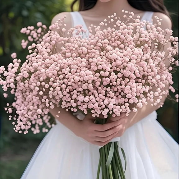 30 pieces of high-quality anti-oxidant pink artificial baby's breath, realistic touch children's breathing artificial flowers - suitable for anniversaries, weddings, proposals