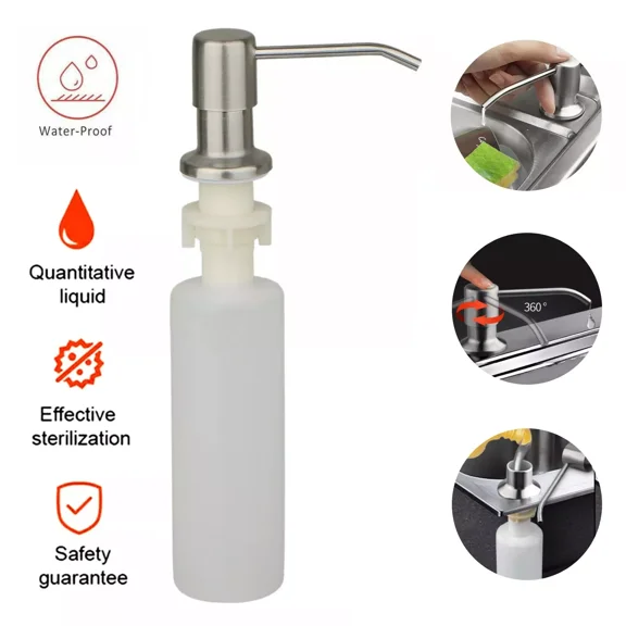 300Ml Stainless Steel Soap Dispenser Kitchen Sink Hands Bath Liquid Pump Bottle