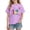 Purple, variant on Riecok 100th Day of School Shirts Crewneck Celebration Tees Funny Colorful Printed Trendy Short Sleeve Tops