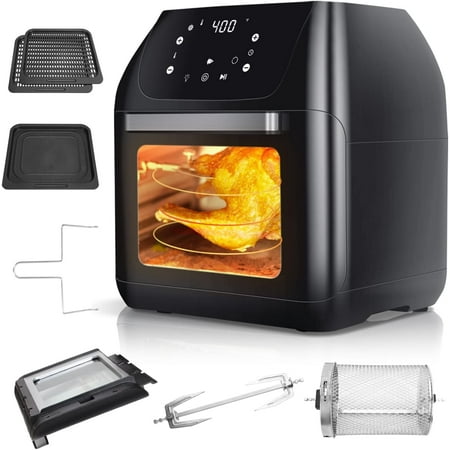 

WUGUFD Air Fryer 13 QT Air Fryer Oven Rotisserie Oven 1500W Air Fryer Toaster Oven Digital Touchscreen 10-in-1 Presets for Dehydrate Toaster Convection Oven with Accessories