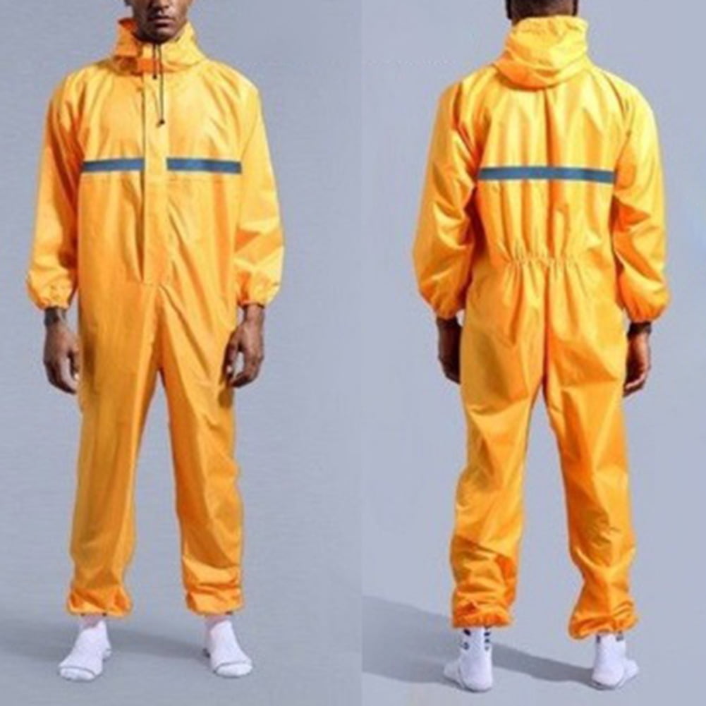Men's Reflective Stripe Work Jumpsuit Waterproof Raincoat Overalls