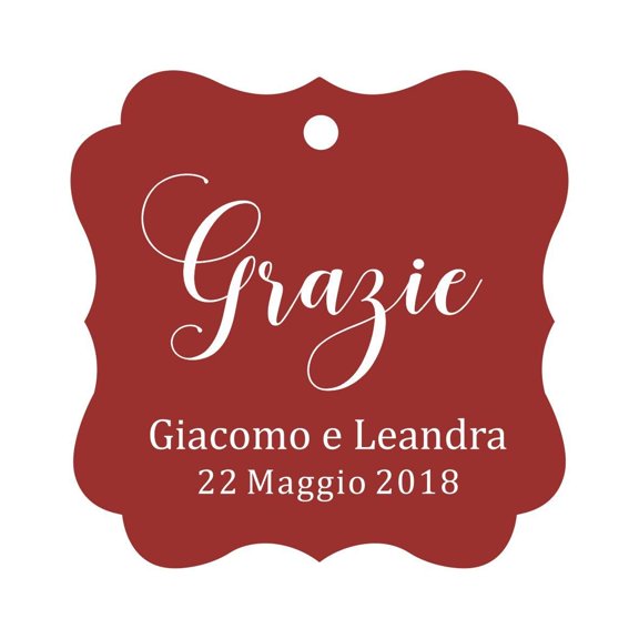 Darling Souvenir Wedding Favor Tag Grazie Wedding Thank You Gift Custom Hang Tags-Maroon-100 Tags