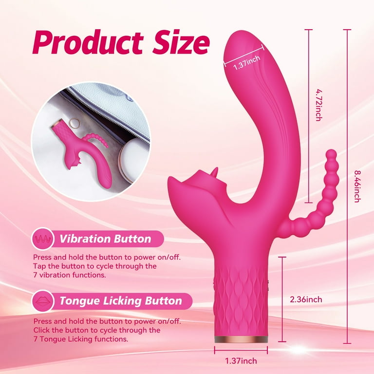 rabbit vibrator anwendung 7 Licking & 7 Vibrating Mode Rabbit Vibrator,Women G-Spot Vibrator Dildo  with Butt Plug Anal Beads,Adult Sex Toys for Couples(Rose Red)