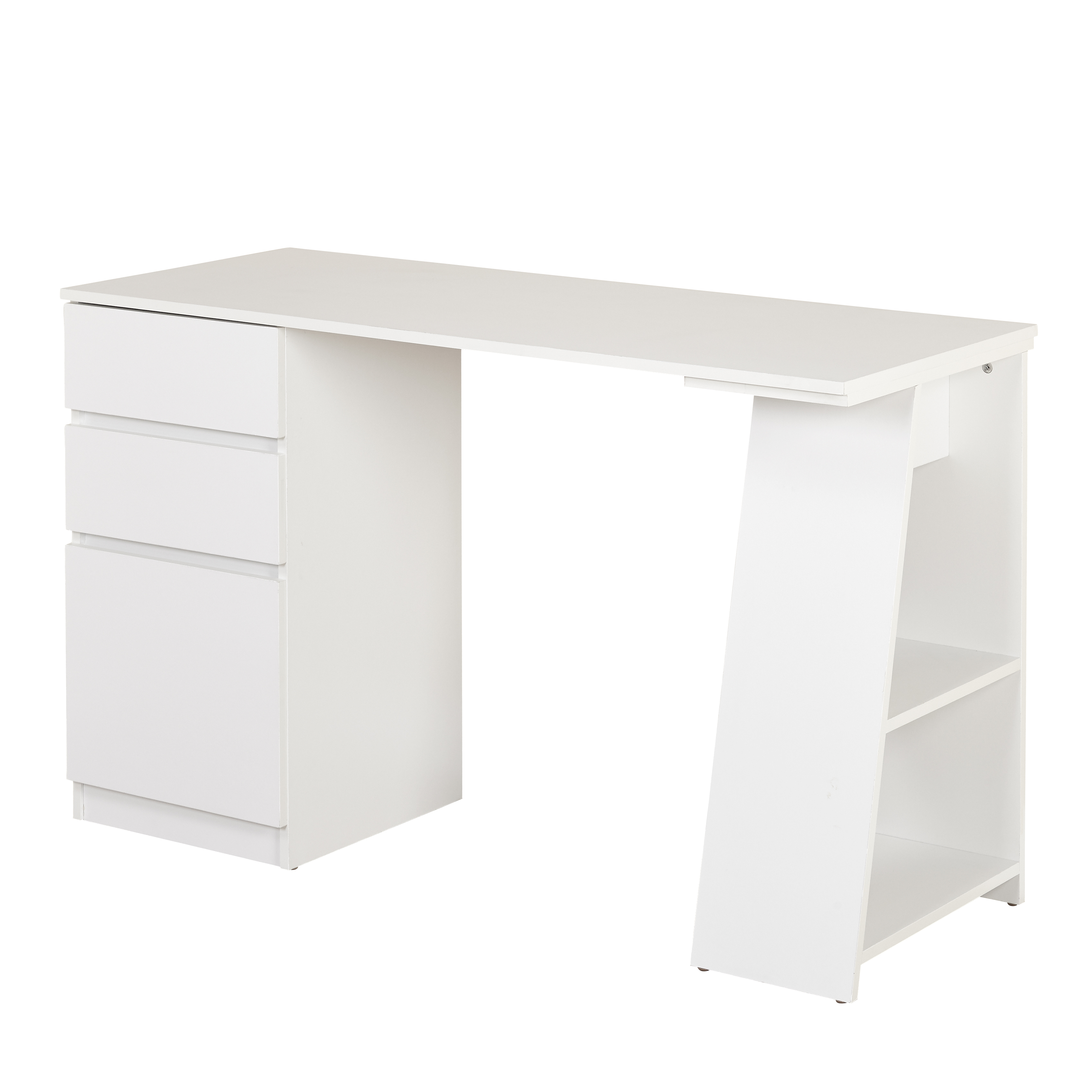 Como Writing Desk with 3 Storage Drawers, White - image 3 of 4