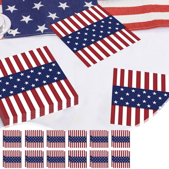 LmnLft Red White Blue Disposable Party Napkins, 4th of July Party Supplies, Patriotic Independence Day Veterans Memorial Day Decorations