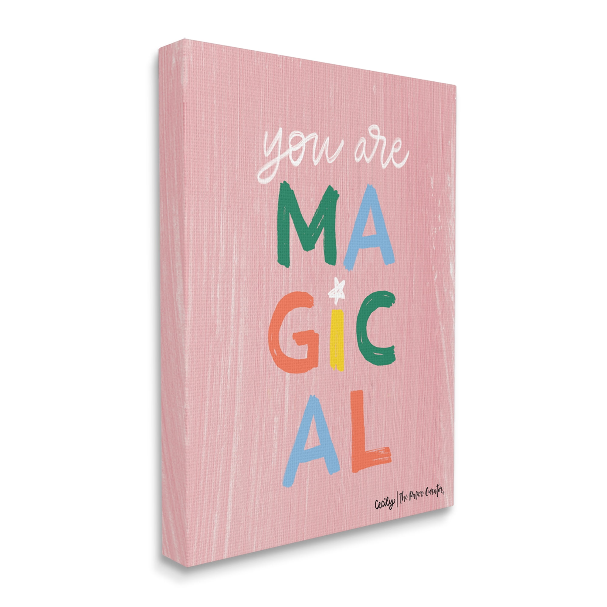 Stupell Industries You Are Magical Rainbow Letters Whimsical Paint Strokes Graphic Art Gallery Wrapped Canvas Print Wall Art, Design by Cecily Moore