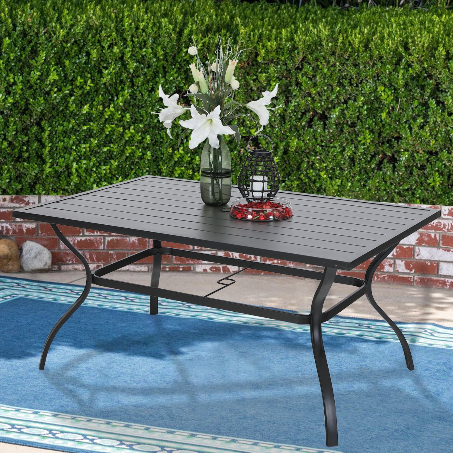 Clearance!MF Studio Outdoor Dining Table Slatted Rectangle Patio Table