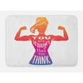thumbnail image 1 of Your are Stronger than You Think Bath Mat, Woman Girl Doing Bicep Curl Motivation Calligraphy, Plush Bathroom Decor Mat with Non Slip Backing, 29.5" X 17.5", Multicolor, by Ambesonne, 1 of 2