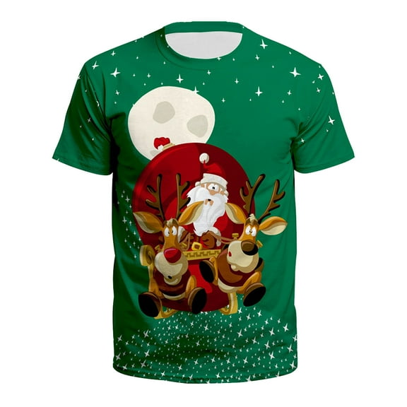 AURIGATE Men's Fashion Christmas Funny Print Slim Youth Short Sleeve T-shirt Tops