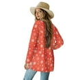 thumbnail image 3 of SCRAWLGOD Snowflakes Long Sweater Cardigan Women Lightweight Jacket No Hood Size M Long Sleeve Sweater Jacket for Women Dressy Breathable Open Front Long Cardigans for Christmas, 3 of 7