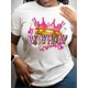 thumbnail image 2 of Birthday Print Crew Neck T-Shirt, Casual Short Sleeve Top For Spring & Summer, Women's Clothing Tee For Adult, Men, Women, Teen, Teenager, Adolescent, Youth, 2 of 7