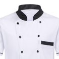 thumbnail image 3 of Unisex Chef Coat Jacket Catering Kitchen Short Sleeve Work Clothes For Kitchen Chef Wear 2XL White, 3 of 9