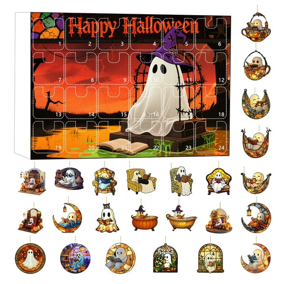 TIELUTT Halloween 2D Reading Ornament Set Halloween Game Timer Sand Hour Glass with Sand 5 Min Battery Operated Small Lights with Timer 25 Days of Christmas Countdown for Boys Productivity Timer Visu