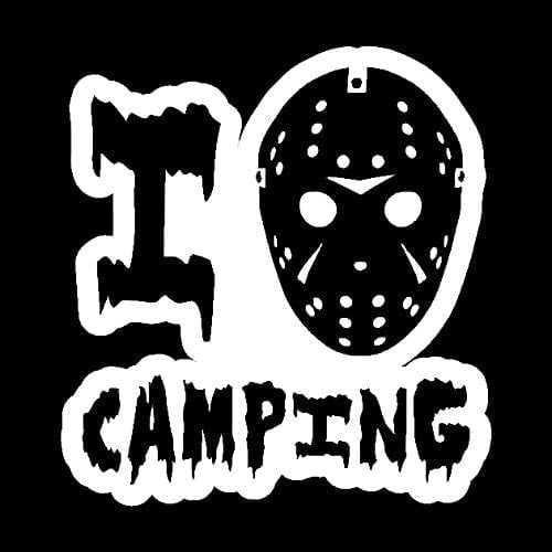 I Love Camping Jason Voorhees Mask White 6 Inch Professional Sticker for Truck, Car, Tumbler, Cup, Laptop, Decor, Locker, Table, Window