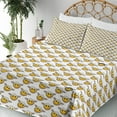 thumbnail image 3 of Ambesonne Emoji Fitted & Top Sheet Set with Shams, Sheep Herd with Rebel Black, Eggshell Mustard and White, 3 of 5