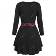 thumbnail image 2 of Camiseta de panel a cuadros Bowknot de talla grande Rosegal Mangas largas de talla grande, 2 of 5