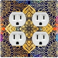 thumbnail image 1 of Metal Light Switch Plate Cover Mandala Yellow Flower Tile Pattern MDL096, 1 of 13