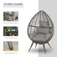 thumbnail image 3 of Elegant Teardrop Shape Light Grey Rattan Lounger With Large Padded Cushion, 3 of 8