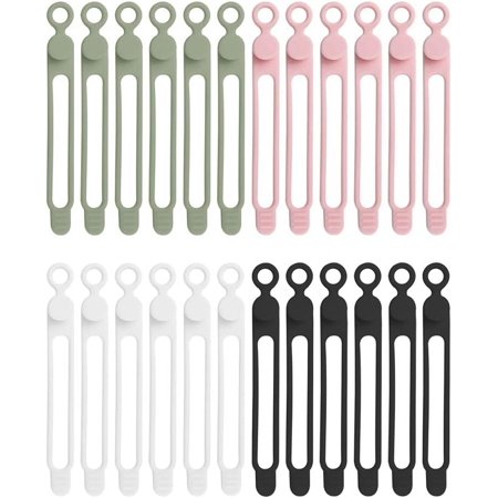 24Pcs Silicone Reusable Wire Organizer for Earphone  Phone Charger  Mouse  Audio Reusable Cord Organizer