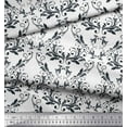 thumbnail image 2 of Soimoi White polyester Crepe Fabric Filigree Damask Print Fabric by Yard 52 Inch Wide, 2 of 3