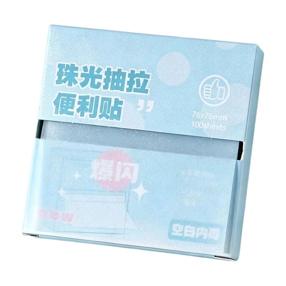 Transparent Glitter Sticky Notes, Pull‑Out Translucent Sparkle Memo Notes, Strong‑Adhesive Decorative Clear Sticky Notes for Office Work and Daily Annotation