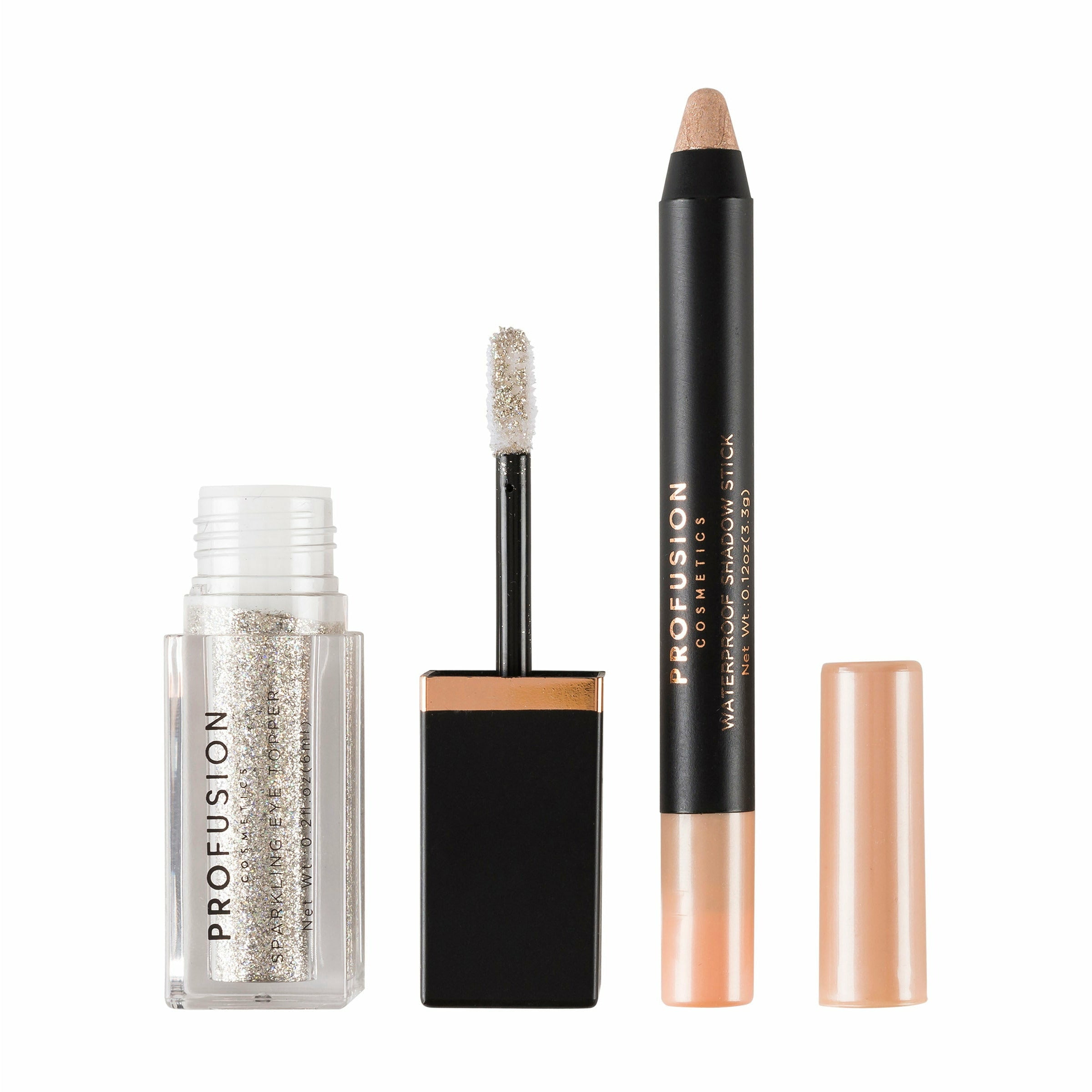 Profusion Cosmetics Eye Sparkler Duo Set, Waterproof Shadow Stick and Sparkling Eye Topper, Glisten