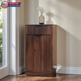 thumbnail image 2 of Hassch Farmhouse Tilt-Out Trash Can Cabinet with Drawer, Walnut Woodgrain Waste Bin Storage Organizer with Metal Handle, Space-Saving Hidden Garbage Holder for Kitchen, Bathroom, Living Room, 2 of 10
