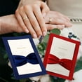 thumbnail image 3 of 25-Pack Blue Bow Ribbon Invitation Set: Elegant Wedding/Birthday Party Cards with Envelopes, Blank Inner Pages, Protective Shells & Fashionable Ribbons - 250g Specialty Paper, Romantic Design for, 3 of 6