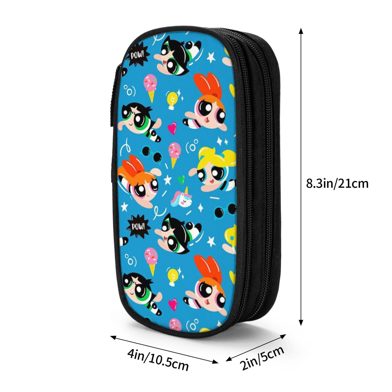 The Powerpuff Gi-rls Pencil Case Large Capacity Pencil Pouch Pen Bag Office Stationery Organizer Travel Makeup Bag Black