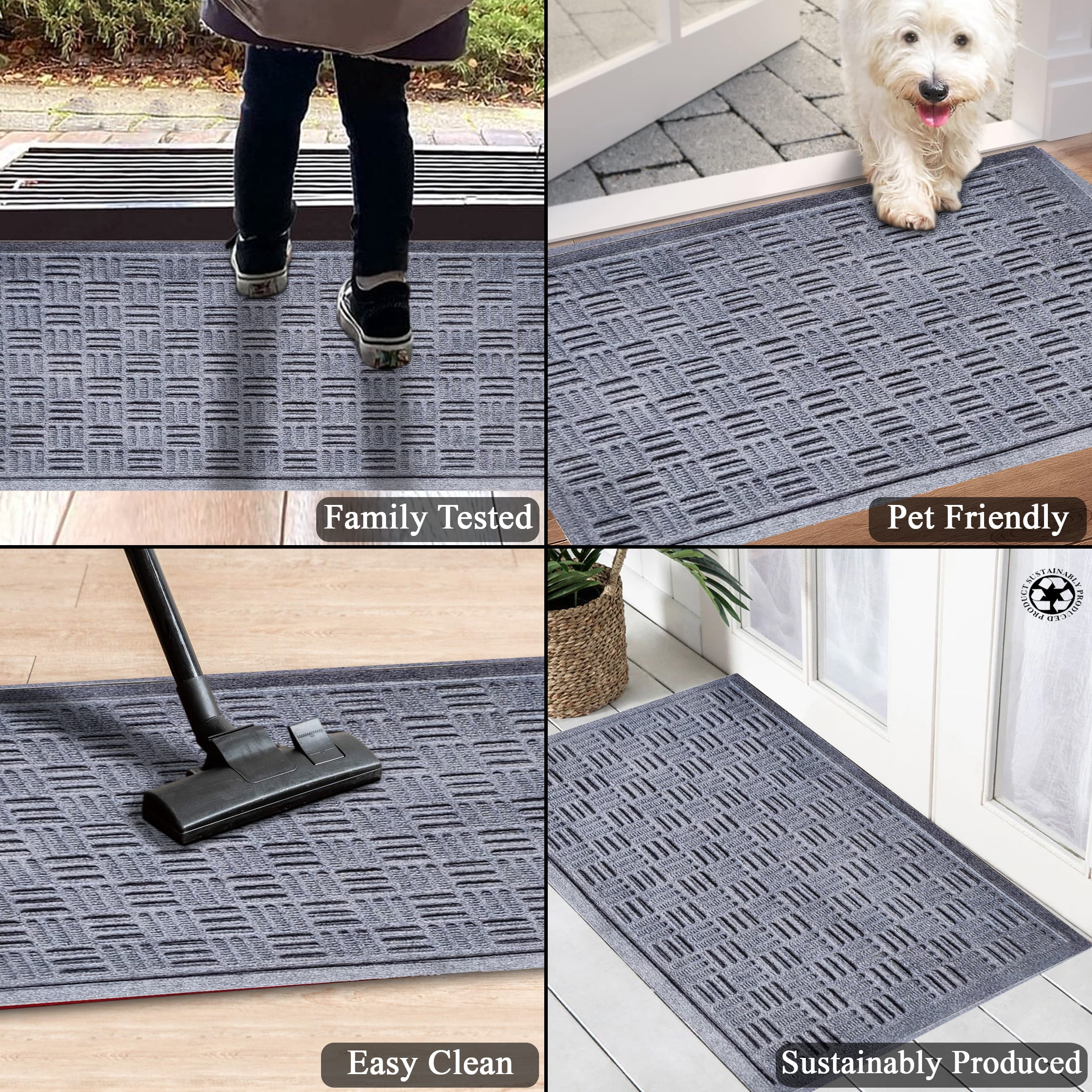 A1HC Indoor Outdoor Entrance Doormat - Durable Welcome Mat for Front and Back Doors, Non-Slip, Easy Clean, 24x36 inches, Dark Grey