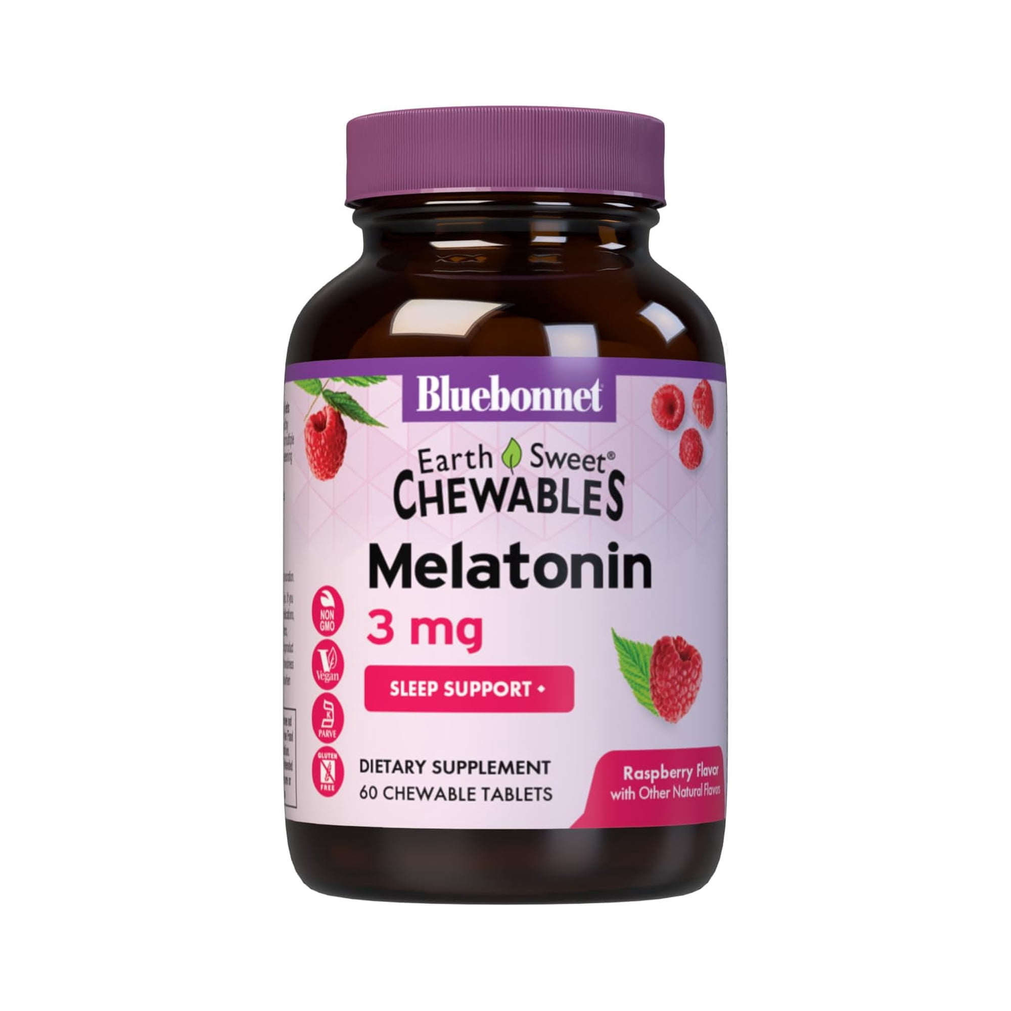 Bluebonnet Melatonin 3mg Nighttime Relaxation & Restful Sleep* - 60 Raspberry Chews