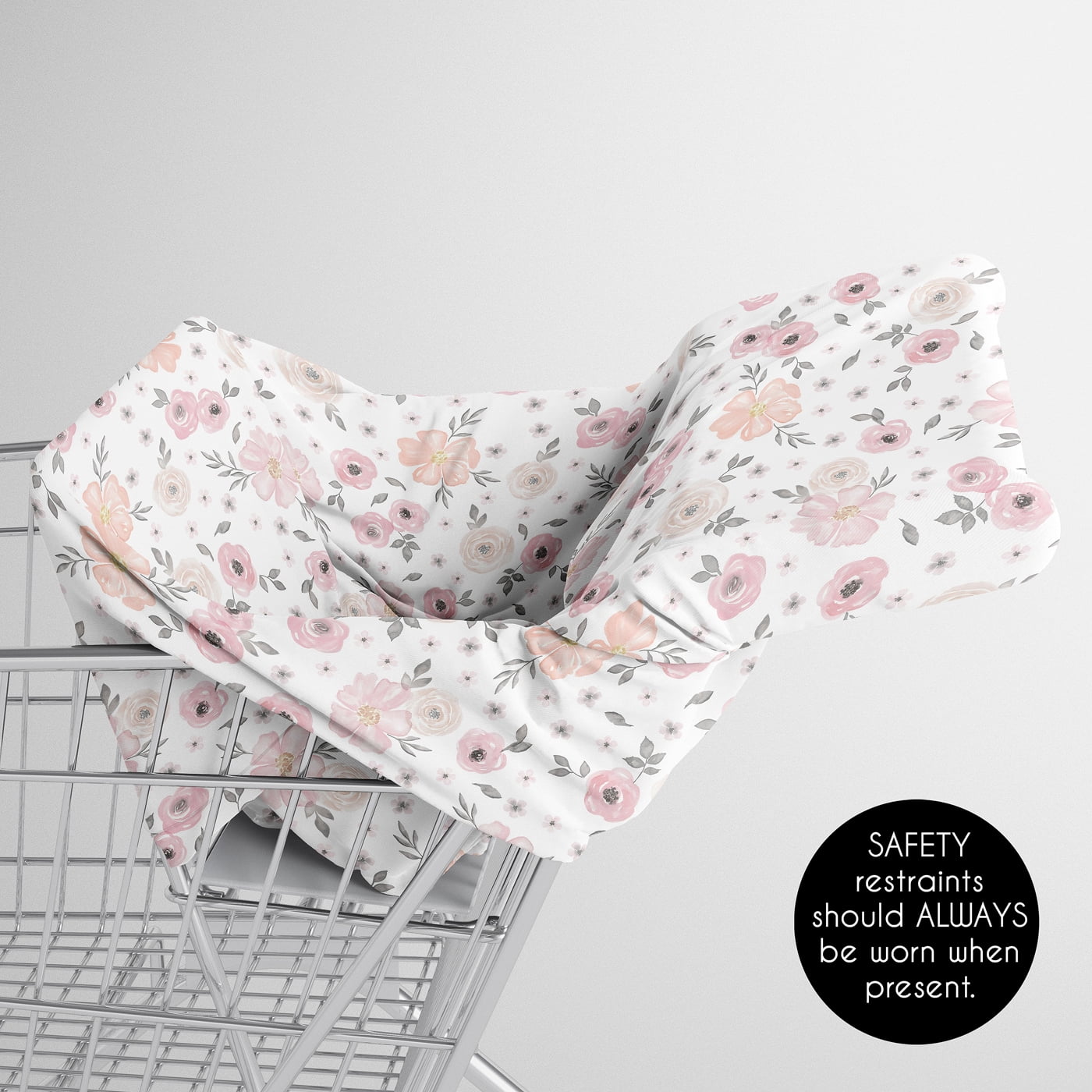 Sweet Jojo Designs Watercolor Floral Pink Grey and White Multi Use Baby Car Seat and Nursing Cover