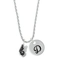 thumbnail image 1 of Delight Jewelry Silvertone Black Flying Butterfly Silvertone Script Initial Disc - D - Charm Necklace, 20"+3", 1 of 4