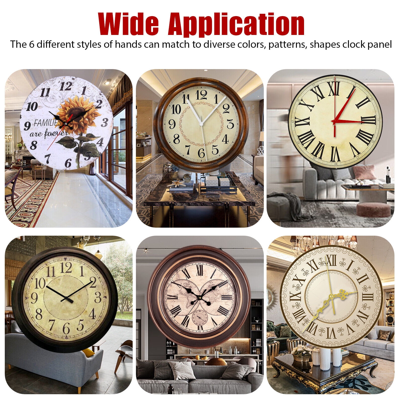 6PCS Wall Clock Quartz Movement Mechanism Replacement DIY Hands Repair Tool Kit