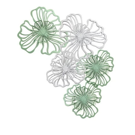 NAMZI 5pcs Metal Wall Art Decor for Living Room, Home Decor Living Room Wall Decor, Silhouette Wall Art(Green White)