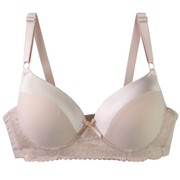 IQOGKRN Women Elegant Wireless Floral Lace Bra Full Coverage Comfort Brassiere Soft Breathable Everyday Bra Beige 100A