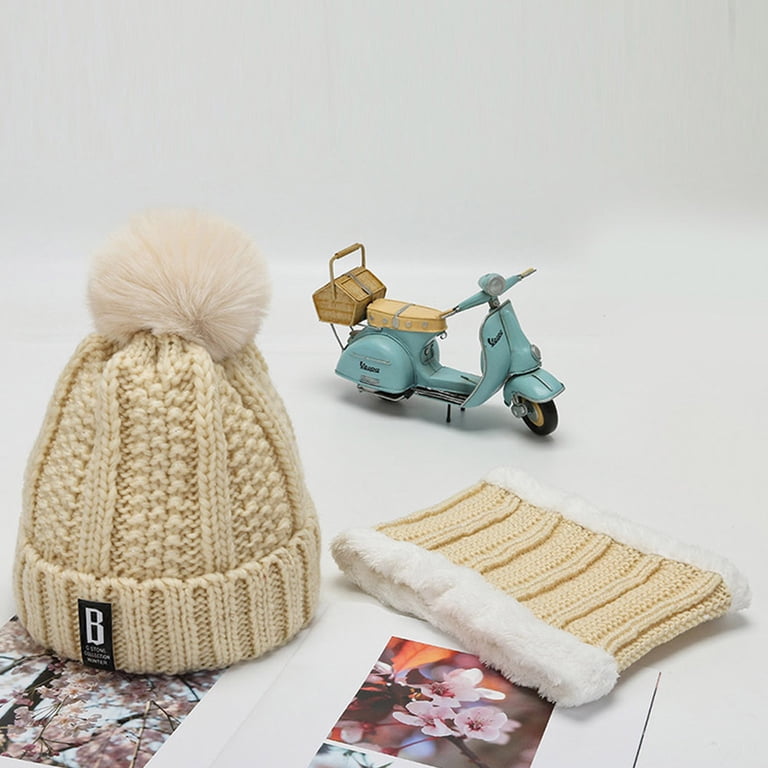 Cute Pompom Slouchy Winter Hat Winter Pompom Beanie Hats for Women Fluffy Knit Womens  main image 3