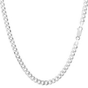 The Diamond Deal Mens Solid 14K Yellow Gold Or White Gold 3.6mm Shiny Cuban Comfort Curb Chain Necklace For men for Pendants Or Bracelet with Lobster-Claw Clasp (7" , 18", 20" 22" 24" or 30 inch)