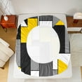 thumbnail image 5 of Feelyou Yellow Square Geometric Twin Sheet Sets, Vintage Artwork Abstract Twin Fitted Sheet, Chic Rectangle Flat Sheet, Microfiber Bedroom Decor, 3pcs, 5 of 7