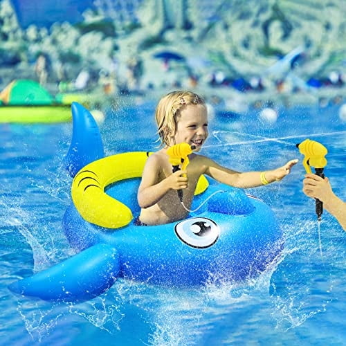 Piscina Flota Niños, Shark Pool Float con Pistola de Agua de Squirt Incorporada, Piscina F YILILONG YILILONG