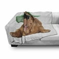 thumbnail image 2 of Dog Soft Flannel Fleece Blanket, Hipster Animal Wearing Straw Hat and Sunglasses Summer Sunbathing Puppy, Cozy Plush for Indoor and Outdoor Use, 70" x 90", Shamrock Green and Caramel, by Ambesonne, 2 of 5