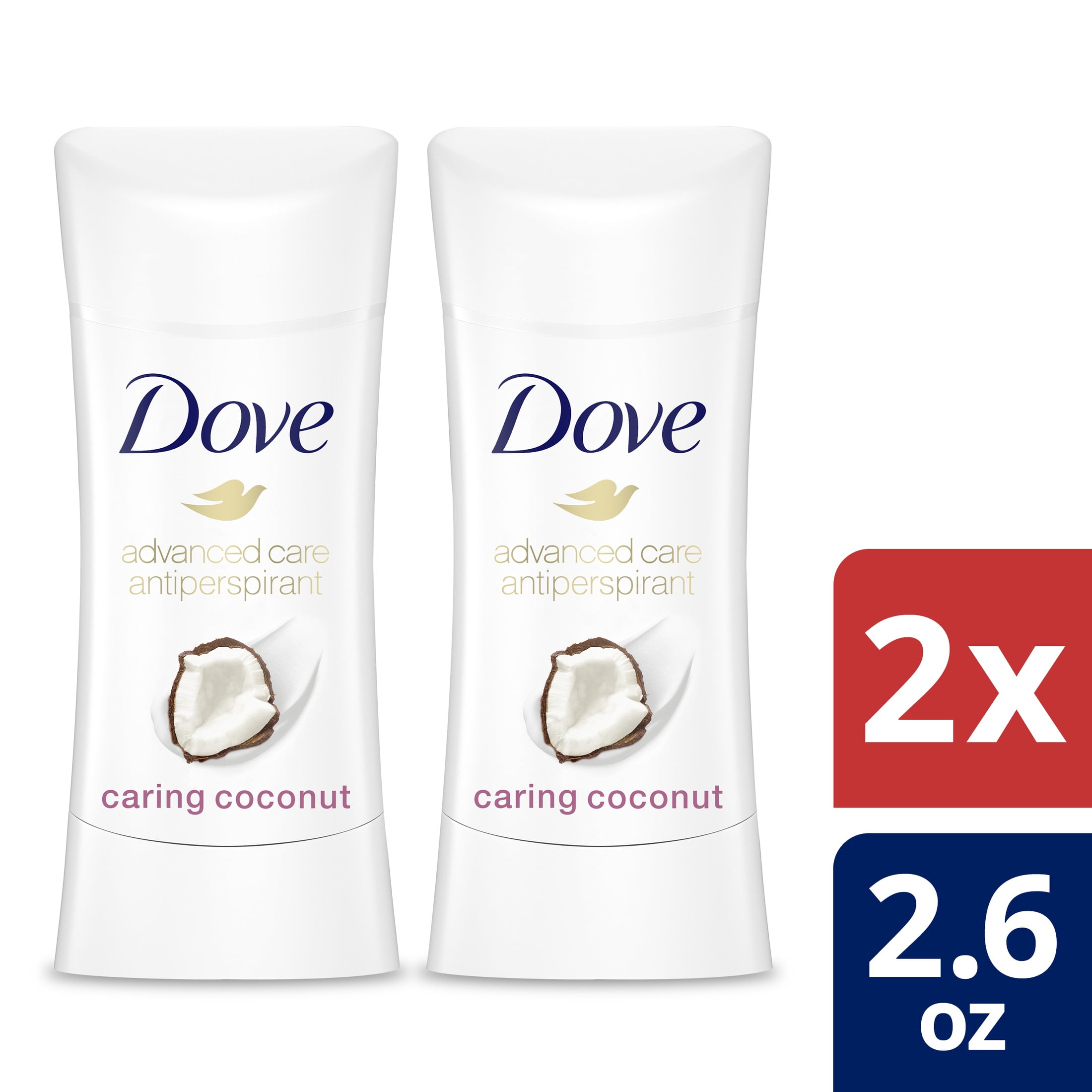 Dove Advanced Care Antiperspirant Caring Coconut, 2.6 oz, 2 Count