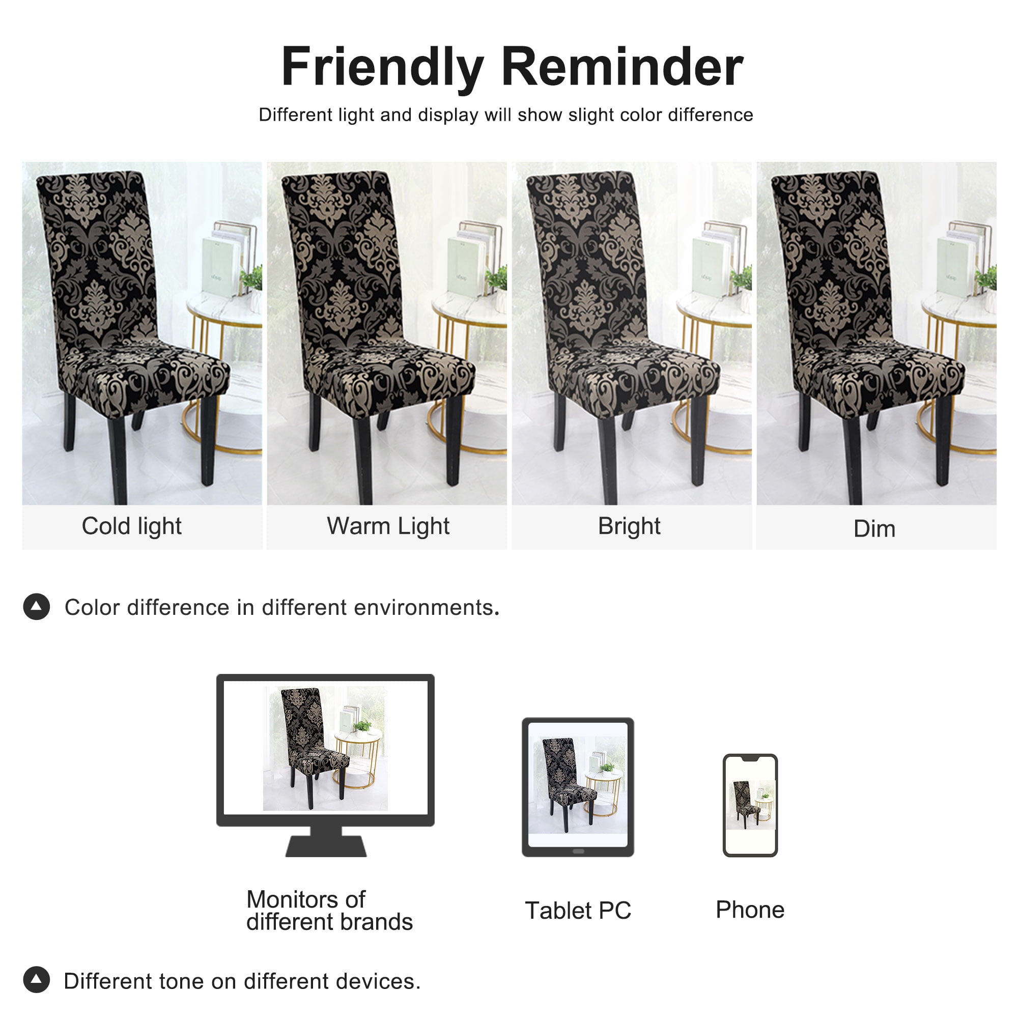 Unique Bargains Stretch Spandex Dining Chair Slipcover Black and Gray M