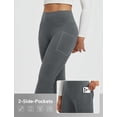 thumbnail image 4 of BALEAF Fleece Lined Pants Women Flare Leggings Thermal Warm High Waist Winter Yoga Pants with Pockets Heather Gray XL, 4 of 7