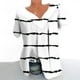 thumbnail image 1 of Qucoqpe - Blusa de talla grande para mujer, estilo informal, con estampado de rayas, cuello en V, manga corta, fruncida, para verano, en liquidación, 1 of 5