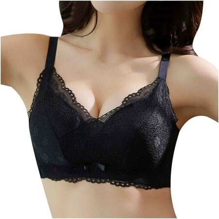 

QLEICOM Everyday Bras for Women Women s Comfort Lift Wirefree Bra Comfortable Breathable No Steel Ring Sexy Lace Gathering Adjustment Lift Bras Black Cup 34/75AB