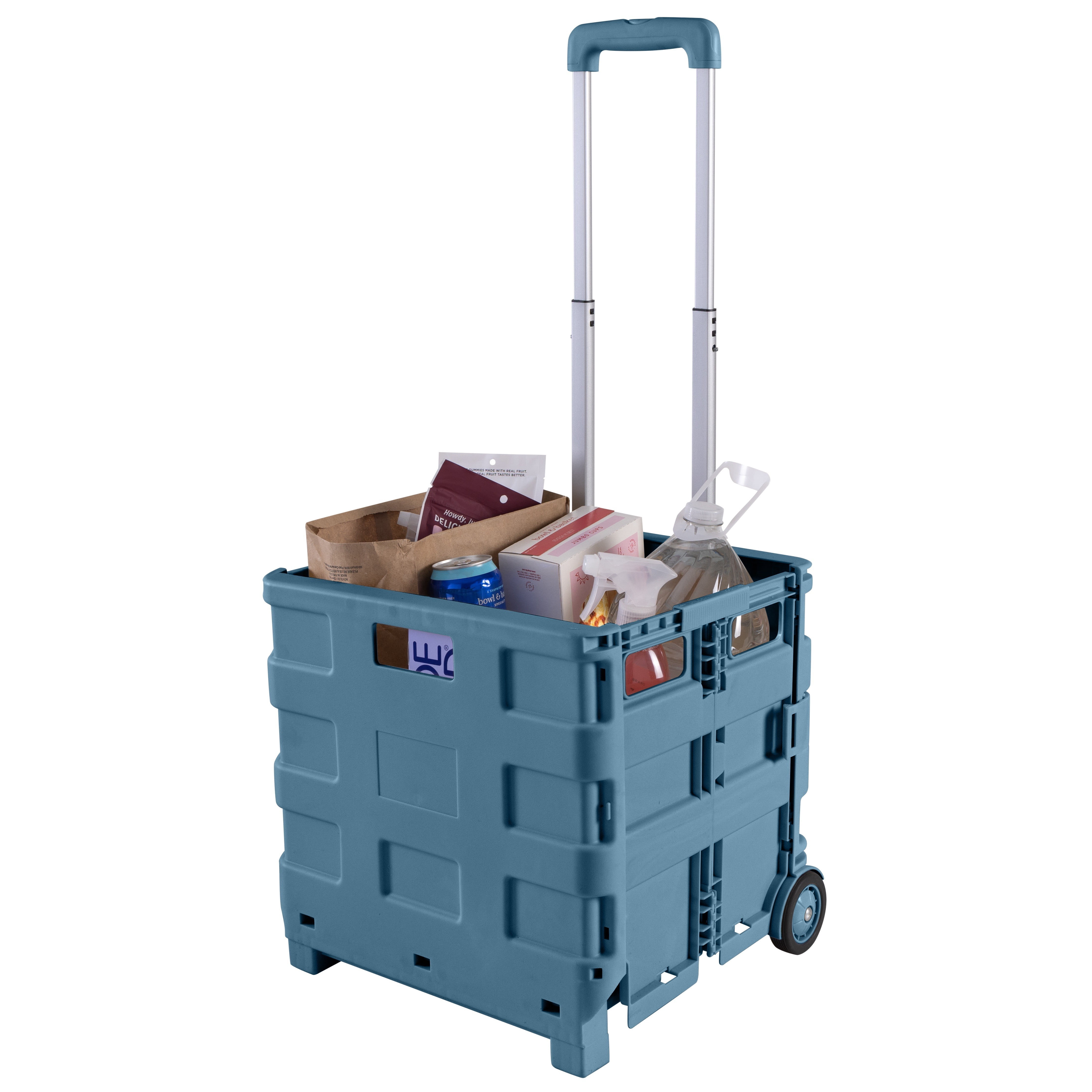 Simplify Portable Folding Shopping Cart with Wheels Blue Color | 55lb Capacity Collapsible Grocery Cart | Lightweight Utility Cart