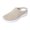 thumbnail image 1 of FRSASU Chaussures Décontractées pour Femmes à Semelle Plate, Chaussures Simples Confortables à Semelle Souple, Couvre-Orteils, Demi-Mules, Chaussures de Marche Légères pour l'Extérieur, Beige, 1 of 9